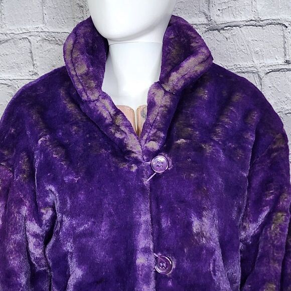 Sin By Morgan Cooper Purple Faux Fur Jacket, Women's Small - Picture 1 of 12